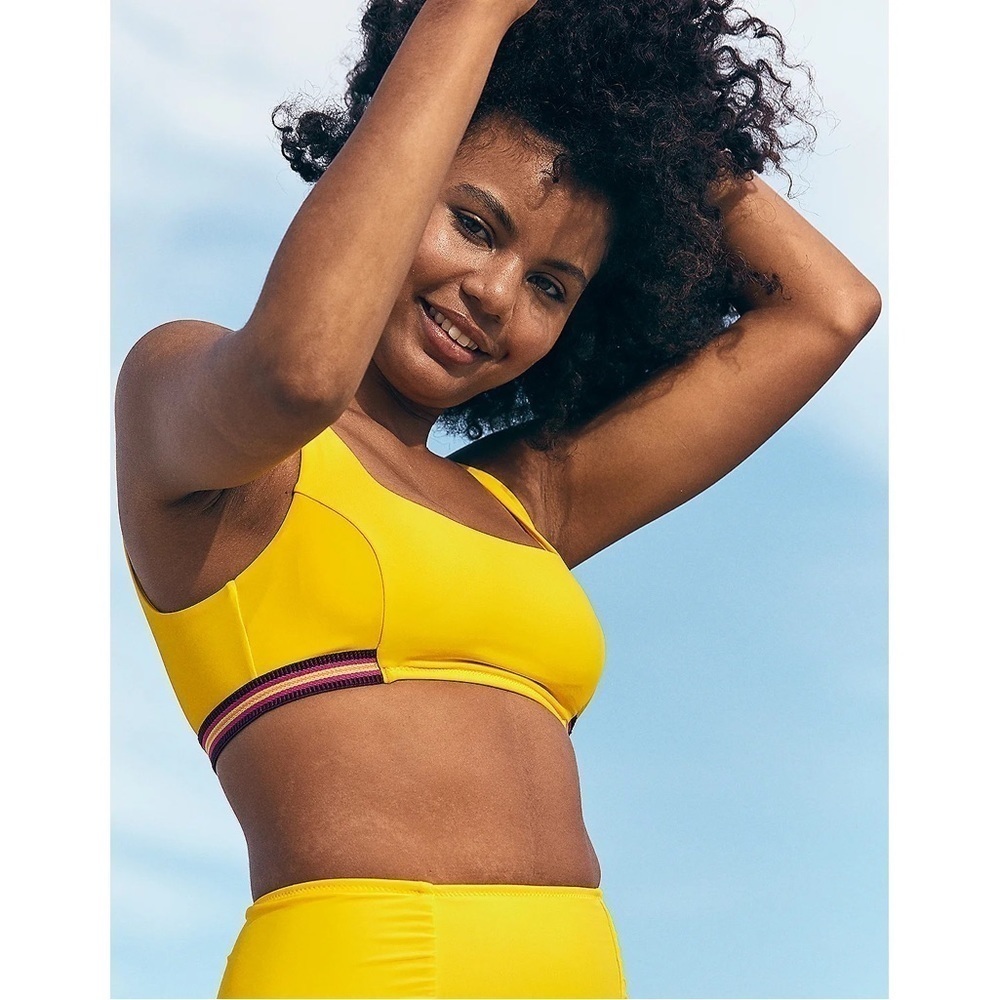 Aerie Striped Trim Wide Strap Scoop Bikini Top M